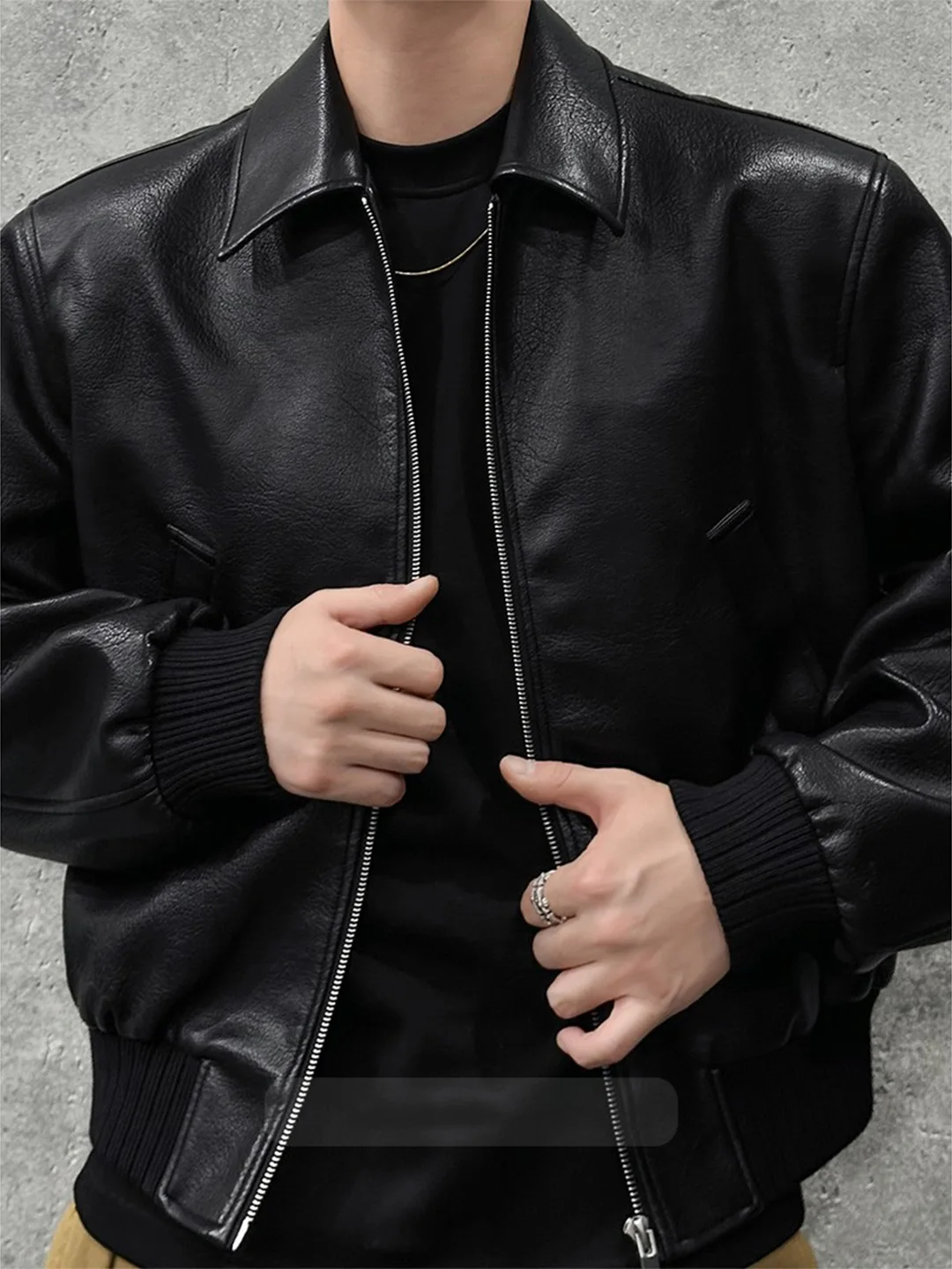 

Retro American Sle Men's Motorcycle Jaet ort Outdoor Waterproof Spring New Arrival CleanFit Windproof Leather Coat