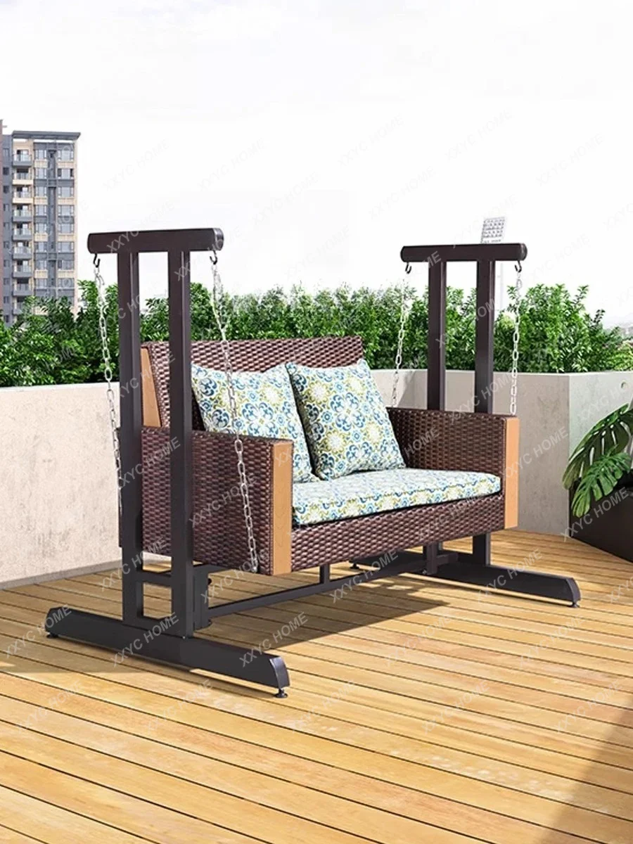 

L Garden Swing Rocking Chair Outdoor Garden Leisure Rattan Swing Chair Homestay Balcony Lazy Chair