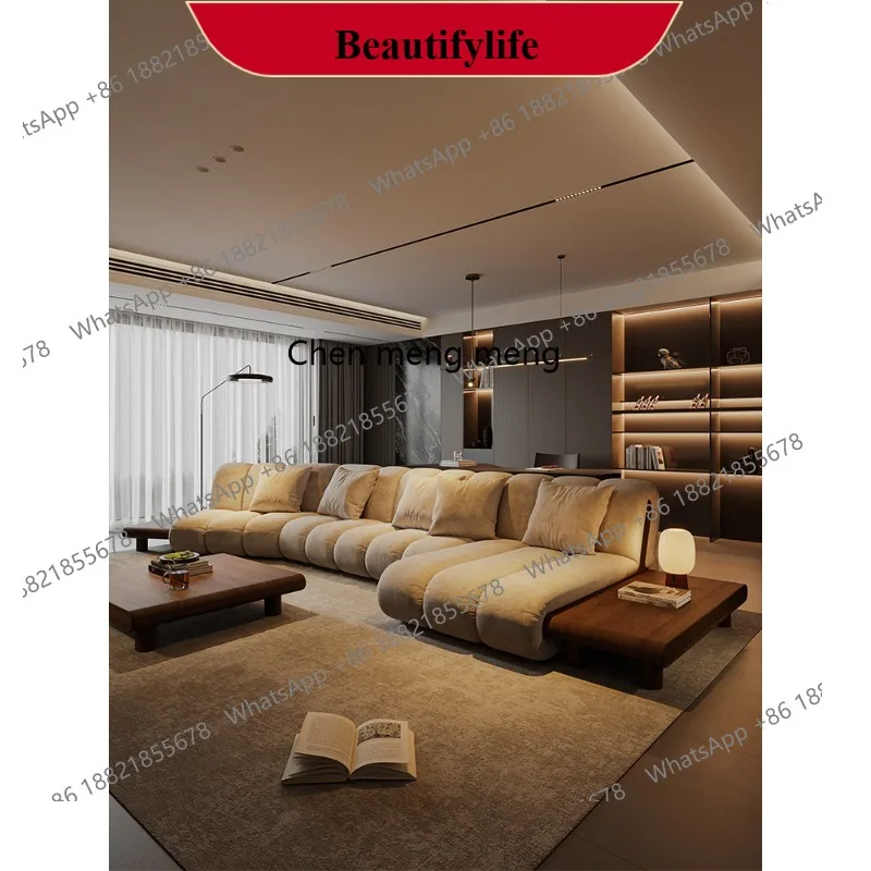 Q178 Italian minimalist living room sofa high-end technology cloth large apartment sofa corner walnut