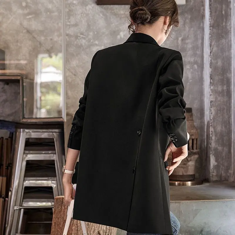 Casual Fashion High Quality Long-sleeved 2023 Spring and Autumn Jacket  Double-button Slim  Women's Business Work Formal Jacket