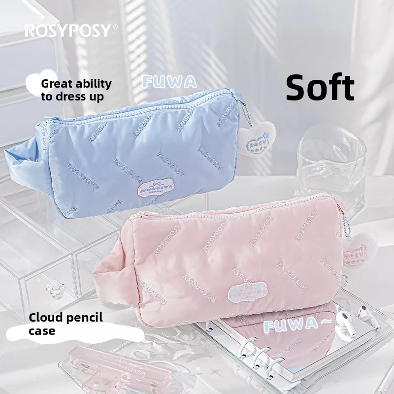 حافظة أقلام سحابة من سلسلة المنتجات الجديدة ذات سعة كبيرة وخفيفة الوزن مملوءة بالقطن حقيبة أدوات مكتبية مقلمة للفتيات