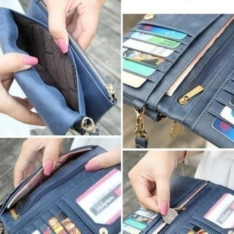 Fashion Women Wallets Womens Purses Clutches Leather Wallet Double Zipper Day Clutch Purse Wristlet Handbags