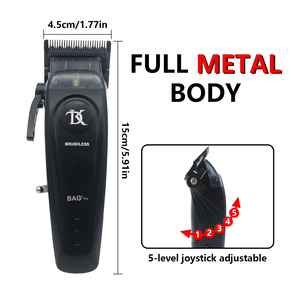 DKBAG DK-079 Professional Hair Clipper สําหรับผู้ชาย DLC ใบมีด 10W มอเตอร์ไร้แปรงโลหะเต็มรูปแบบพร้อมฐาน Charger ตัดผมเครื่อง