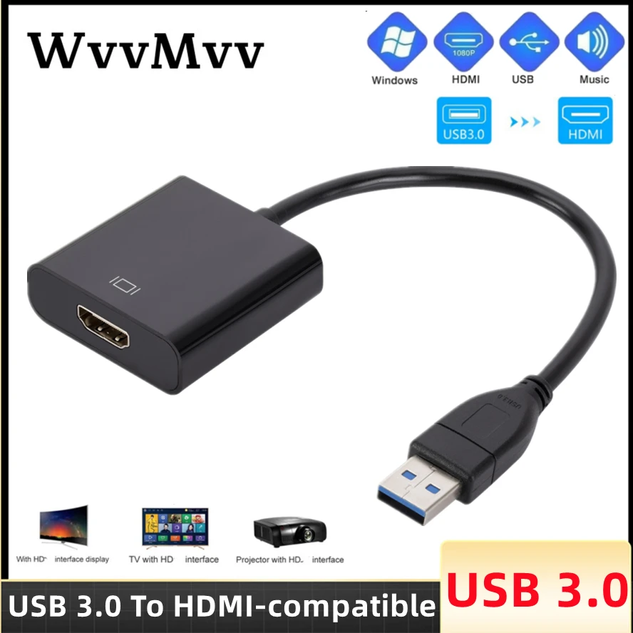 1080P USB 3.0 To HDMI-compatible External Video Adapter Cable Portable Video Audio Converter Drive For Desktop Laptop PC HDTV