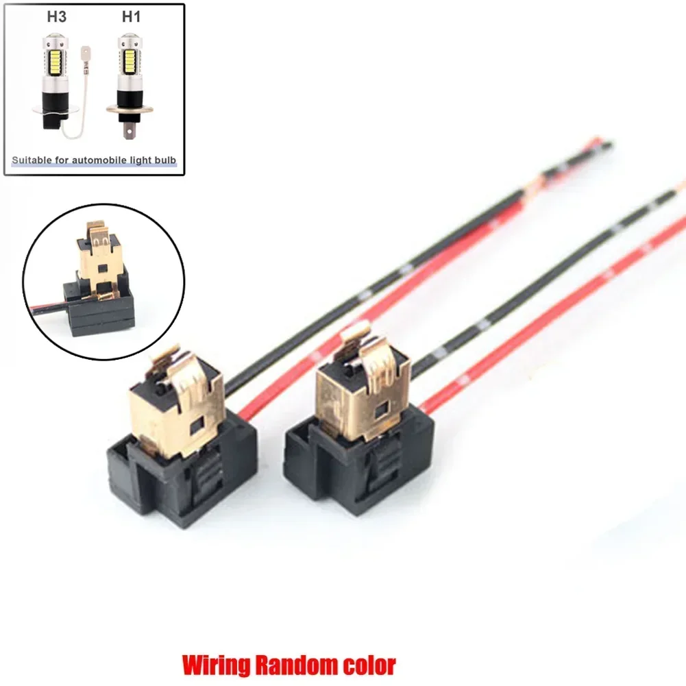 2Pcs H1 H3 Light Socket Harness LED Headlight Adapter Extension Cable Wiring Harness Auto Power Connect Wire Plug Car Electronic