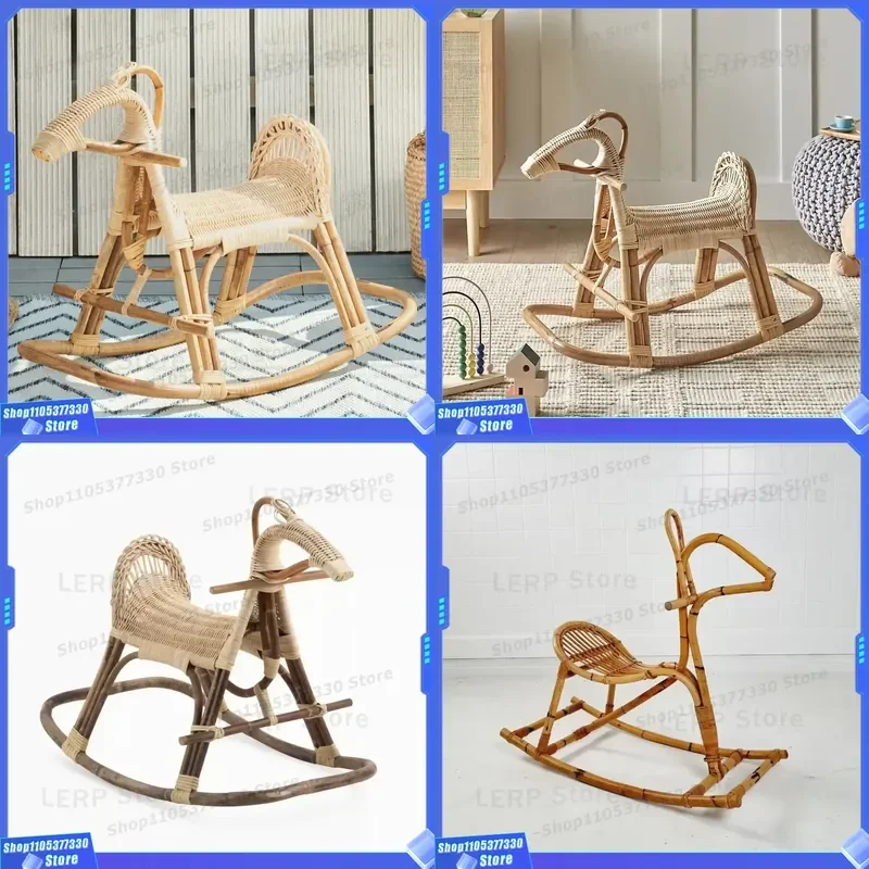 Eco Friendly Rattan Baby Rocking Horse High Quality Children Riding Toy Durable Wooden Design Safe Gift for Kids Toddlers