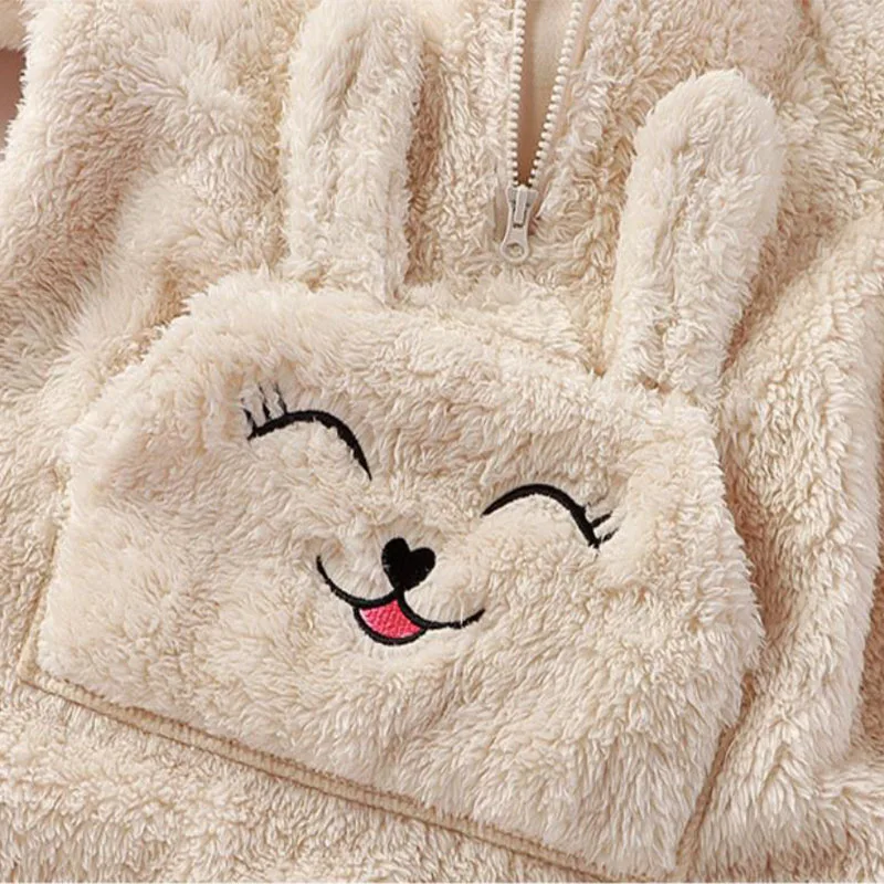 Baby Winter Romper Fleece Warm Jumpsuit For Girls Boys Cartoon Costume Newborn Stand Collar Bodysuit Toddler Pajamas Overalls