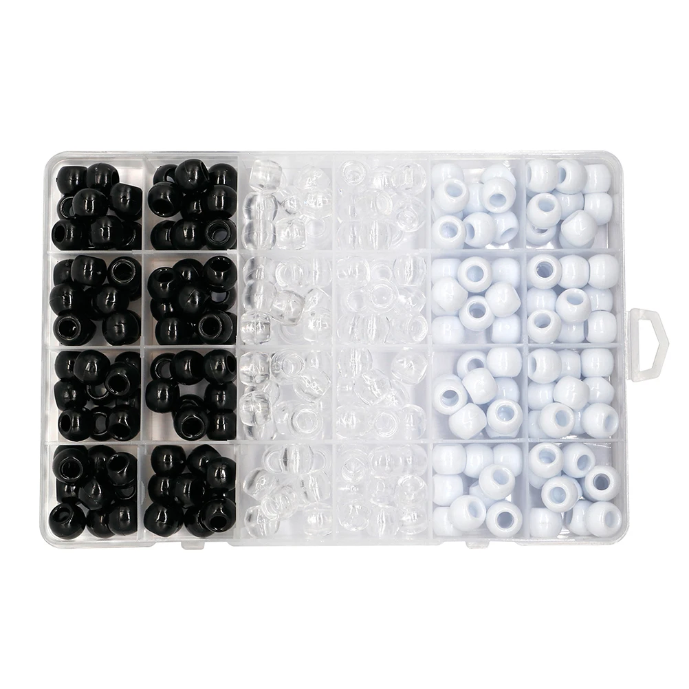 

240 Pcs Braiding Beads Beads Braiding Accessories Plastic Transparent Black White DIY Decorations Dreadlocks