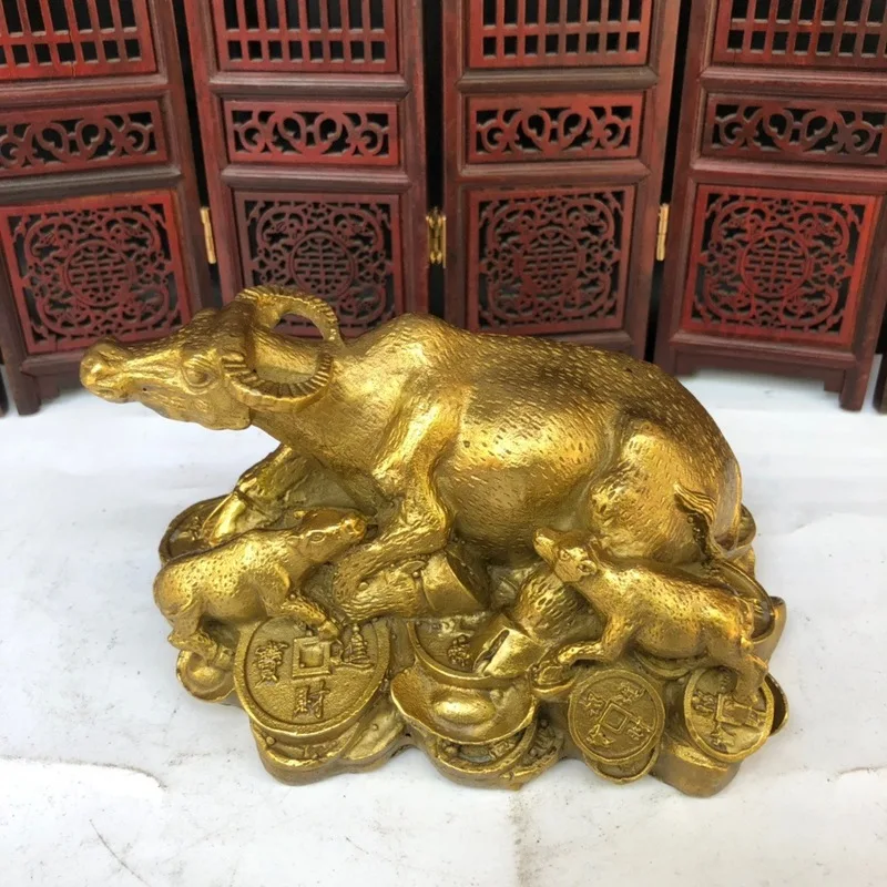 Brass , finely crafted animal ornaments, money , buffalo, herd, bull crafts