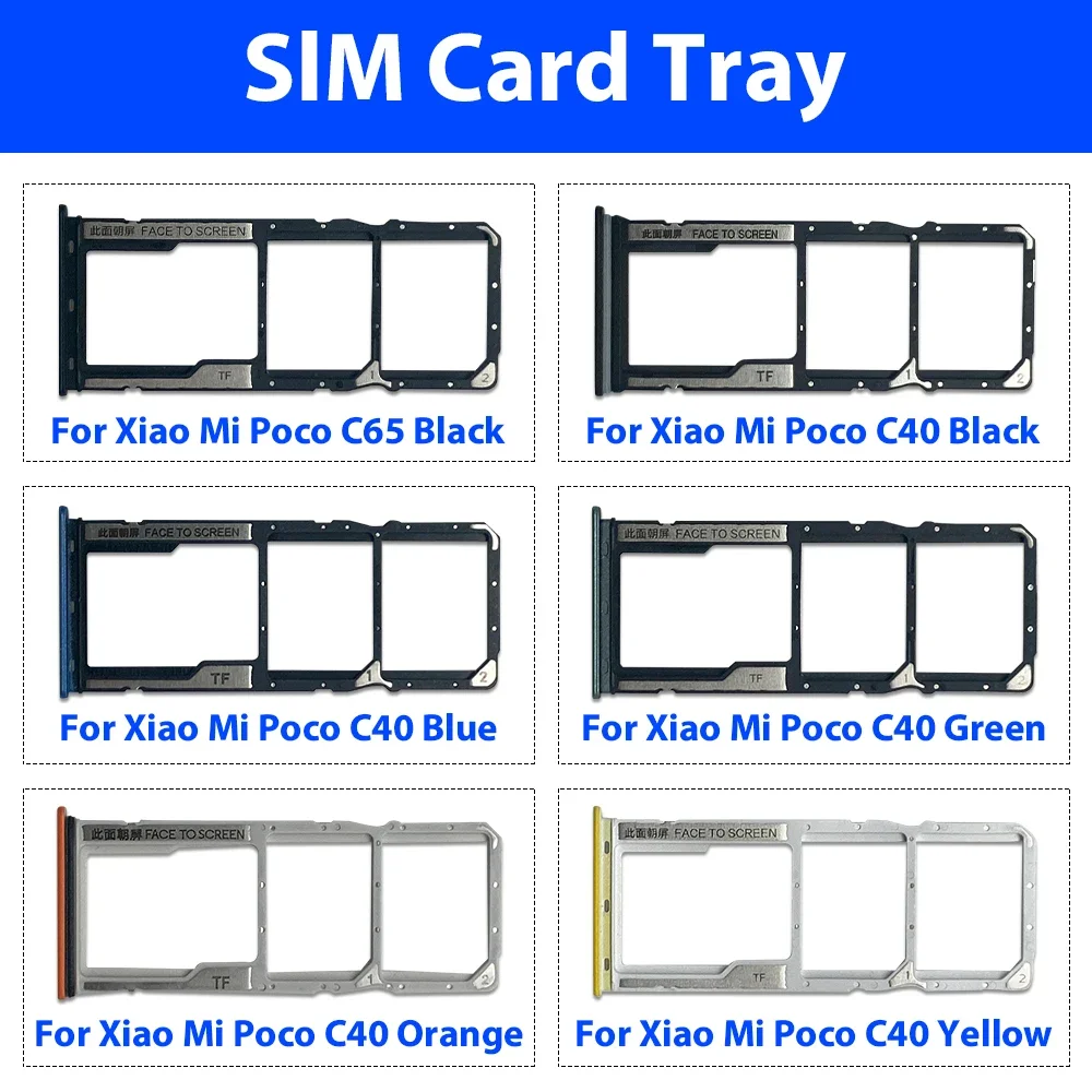 Sim Card Tray Holder For Xiaomi Poco C40 Poco C65 Poco C75 SIM Card Slot Holder Socket Card Reader Adapter Replacement Repair