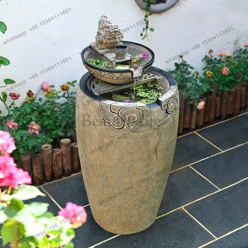 Circulating Water Golden Toad Spitting Water Fish Pond Outdoor Landscaping Arrangement Water System Landscape Goldfish Tank