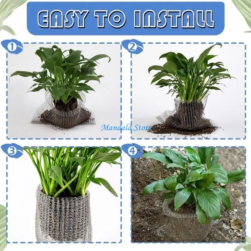 U2JC 5Pcs Plant Root Guard Baskets Mouse and Vole Wire Mouse Root Basket Stainless Steel Mole Mesh for Garden Plant Tree
