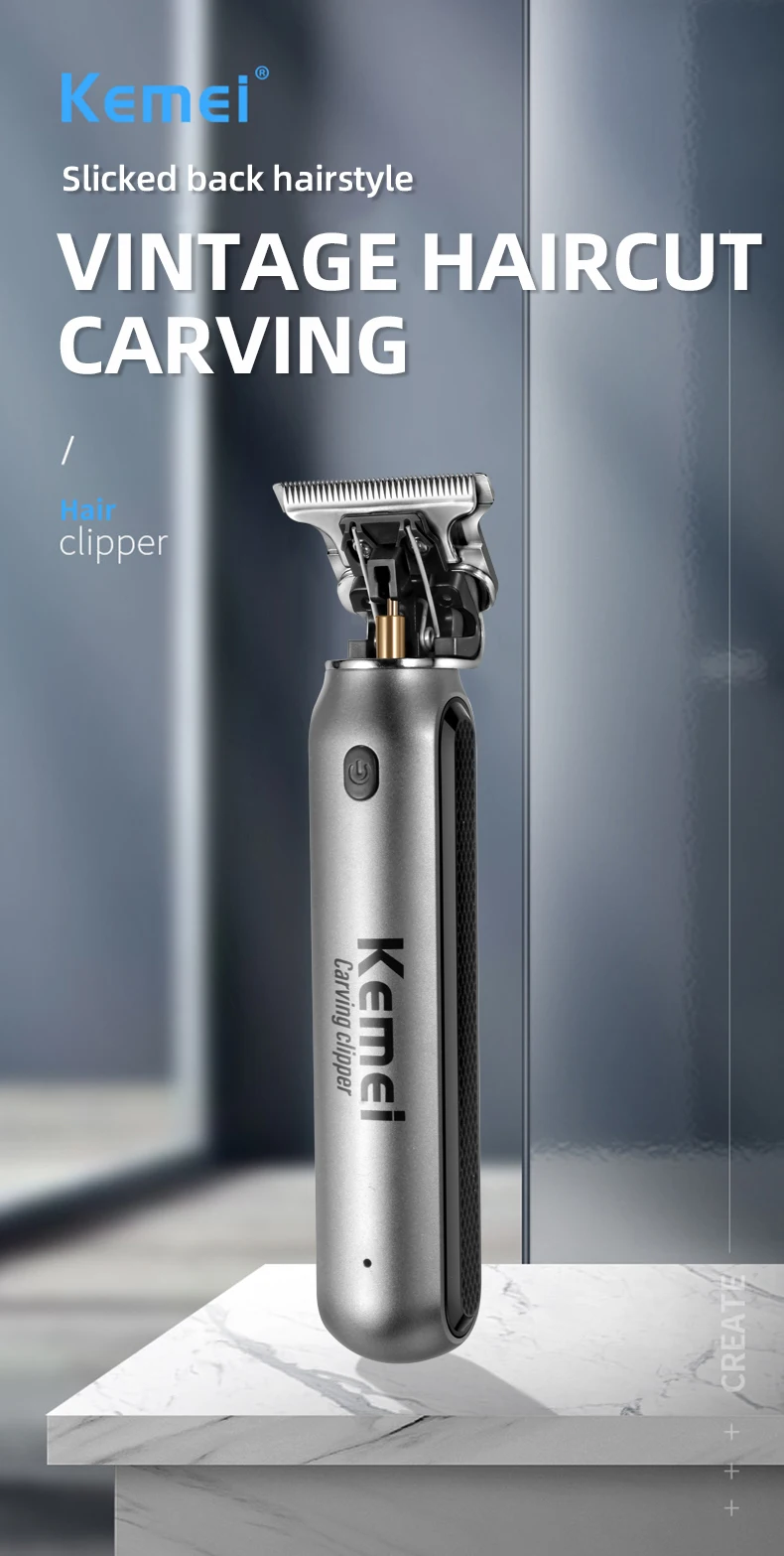 Kemei Mini-Haarschneider, Barttrimmer für Herren, Zero-Gap-T-Klinge, Haarschneidemaschine, kabelloser professioneller Haarschneider KM-1757 – Detail 4