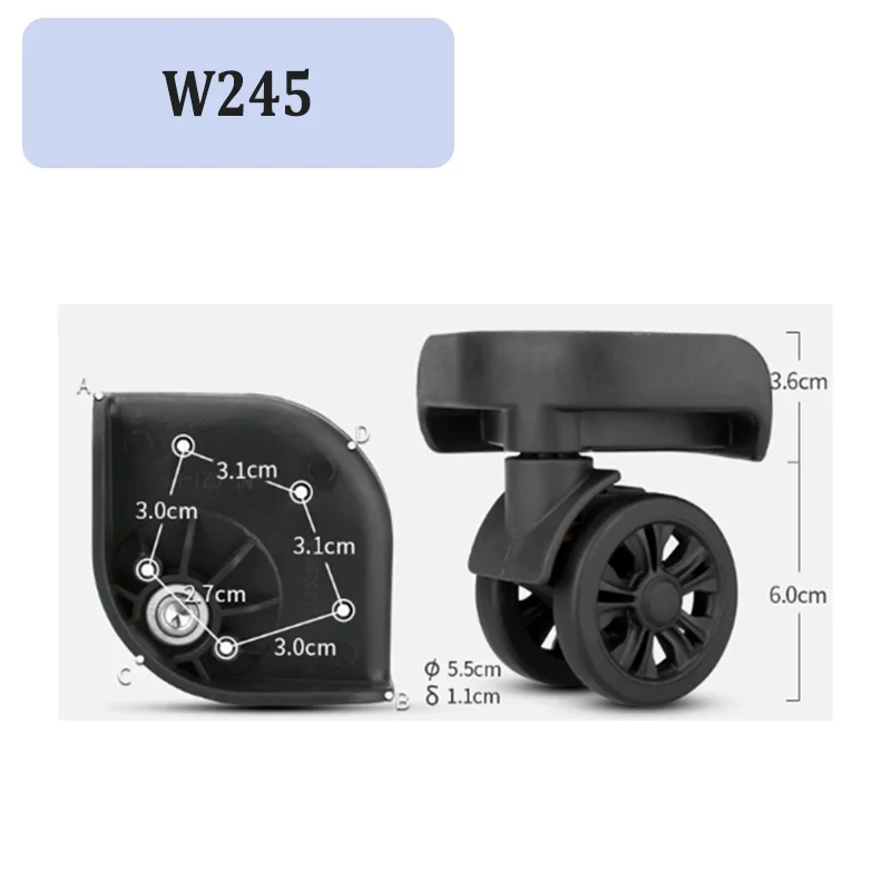 For W245 Durable Luggage Replacement Wheels 360° Swivel TPU Mute Shockproof Suitcase Repair Accessories