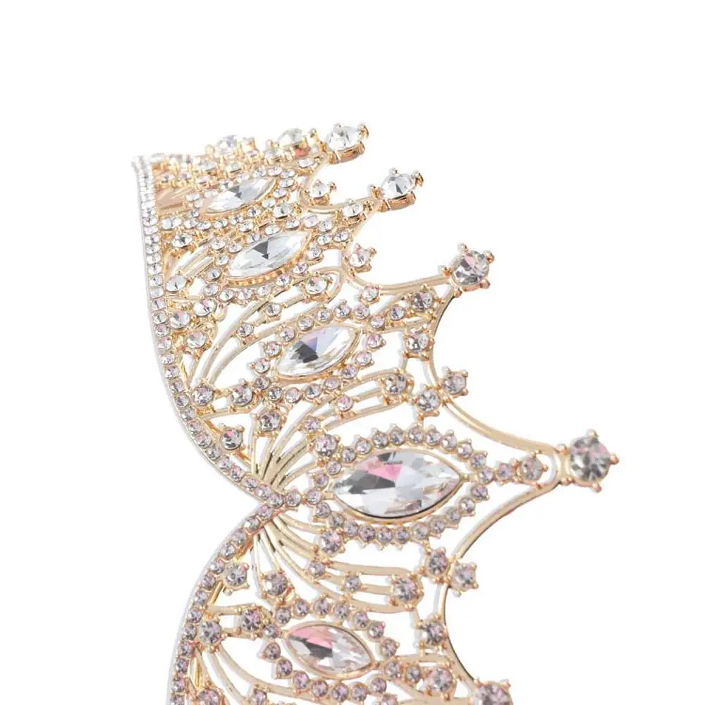 الزركون رئيس التفاف Brid عقال الزفاف عقال كريستال تيارا النساء الشعر هوب الباروك الأميرة عقال العصابات الشعر الكورية