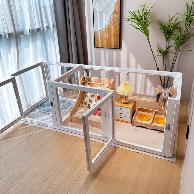 

Pet fence indoor household fully transparent acrylic small dog house villa fence dog cage one room and one bathroom