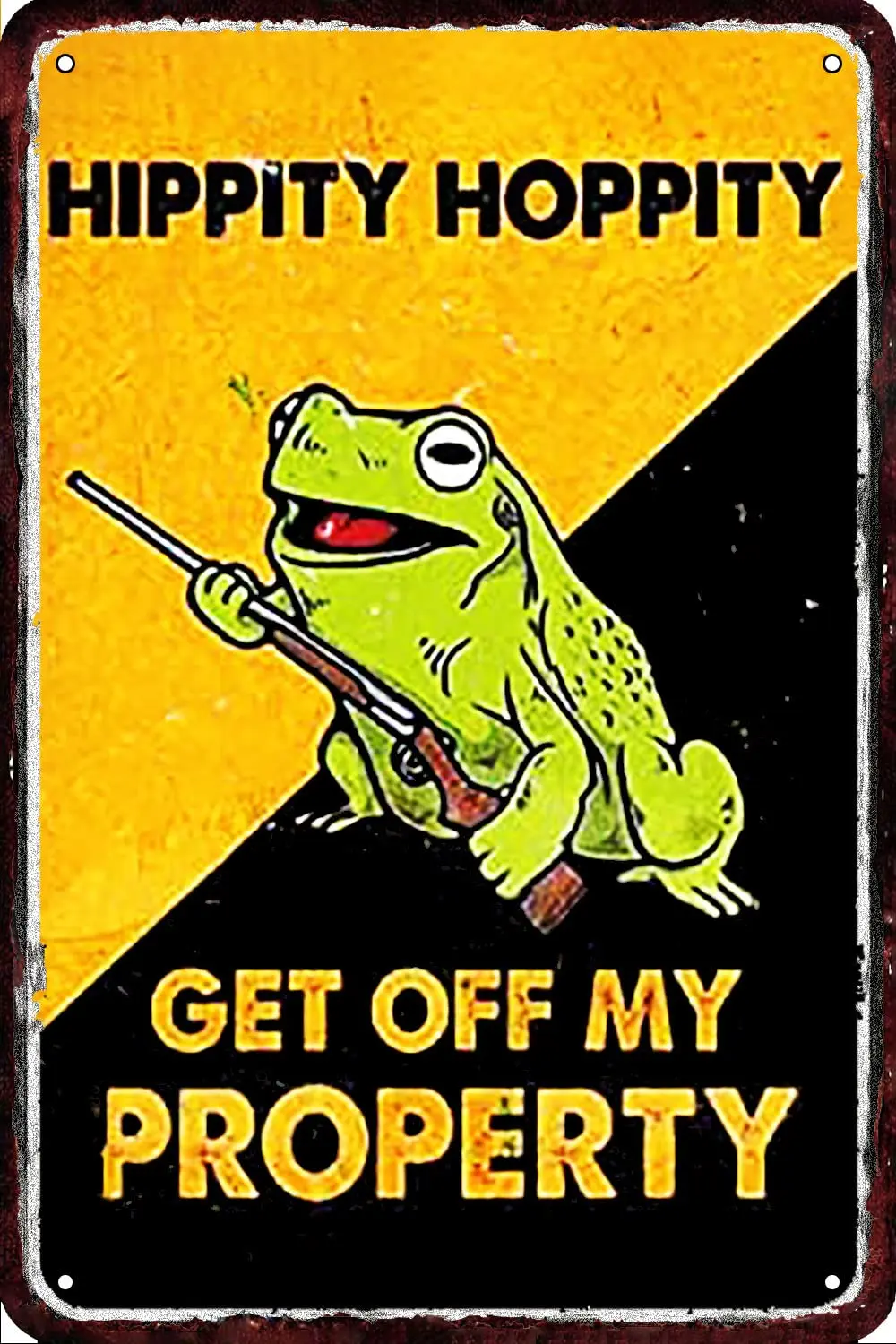 Hippity Hoppity Get Off My Property Vintage Metal tin Sign Wall Decor Retro Art Funny Decorations for Home Man Cave bedroom