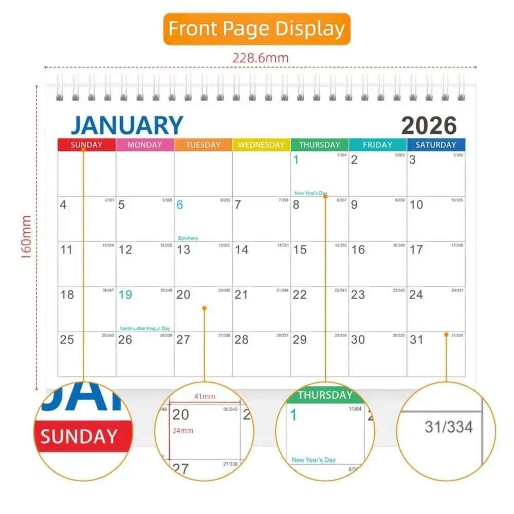 Decorative Desk Calendar Stable Support Triangular Support Desktop Calendar Standing Calendar Binding Calendar 2026 Calendar