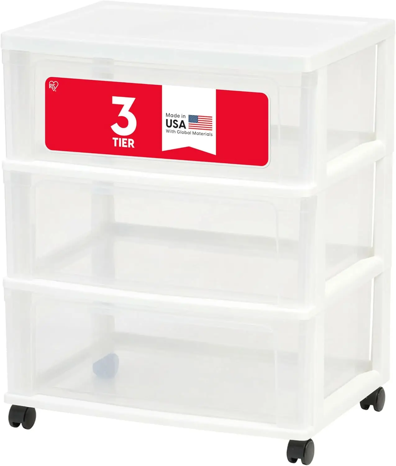 

Plastic Drawer Storage Organizer Rolling Cart with Wheels, 3-Drawers, for Art Craft Supplies Bathroom Dorm Bedroom Laundry Room