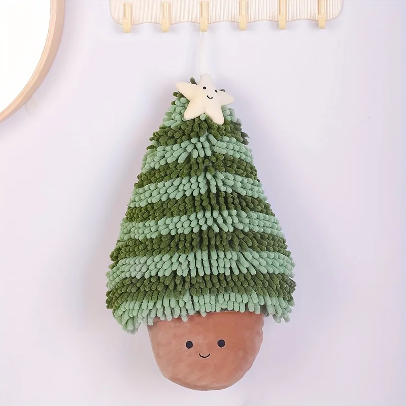 Christmas Hand Towel - Cute Super Absorbent Quick-Dry Decor with Adorable Cartoon Tree Design,Perfect for Home&Holiday Decor