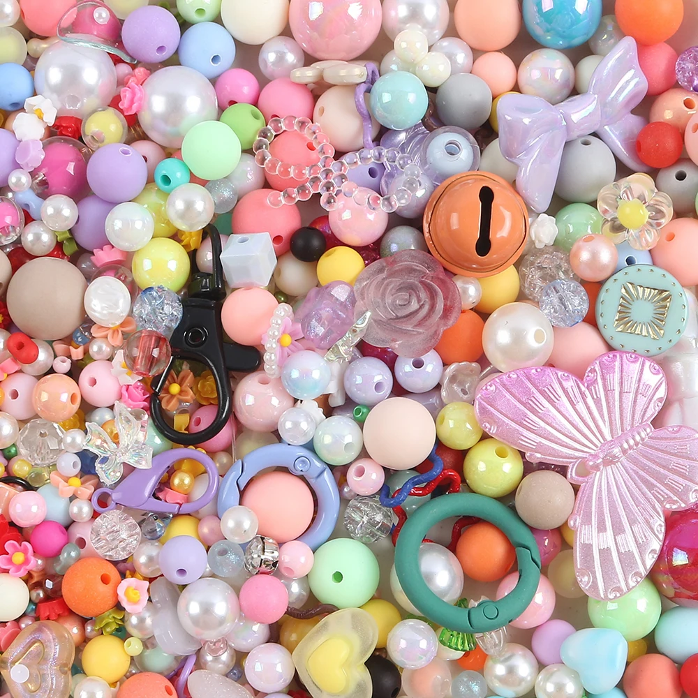 10g Multi-type Random Mix Acrylic Beads Clasp For DIY Phone Charms Jewelry Making Bracelet Necklace Earring Accessories