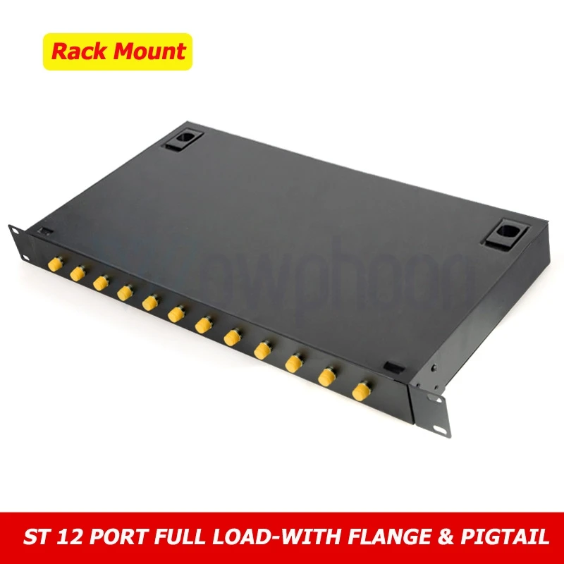 

Rack Mounted Fiber Optic Patch Panel, ODF with 14PCs or 24PCs SC FC LC ST Adapter, Simplex Pigtail Customized, 12 Port