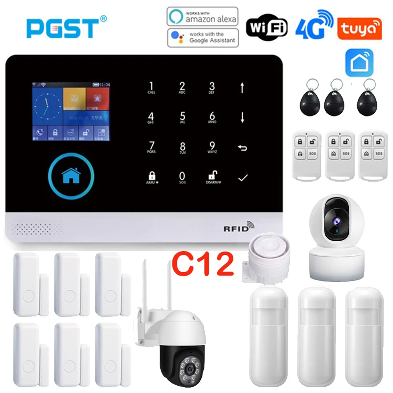 tuya sistema de alarme de seguranca sem fio vida inteligente controle de aplicativos camera ip porta sensores pir 433mhz 433mhz pg103 4g tuya smart home 01