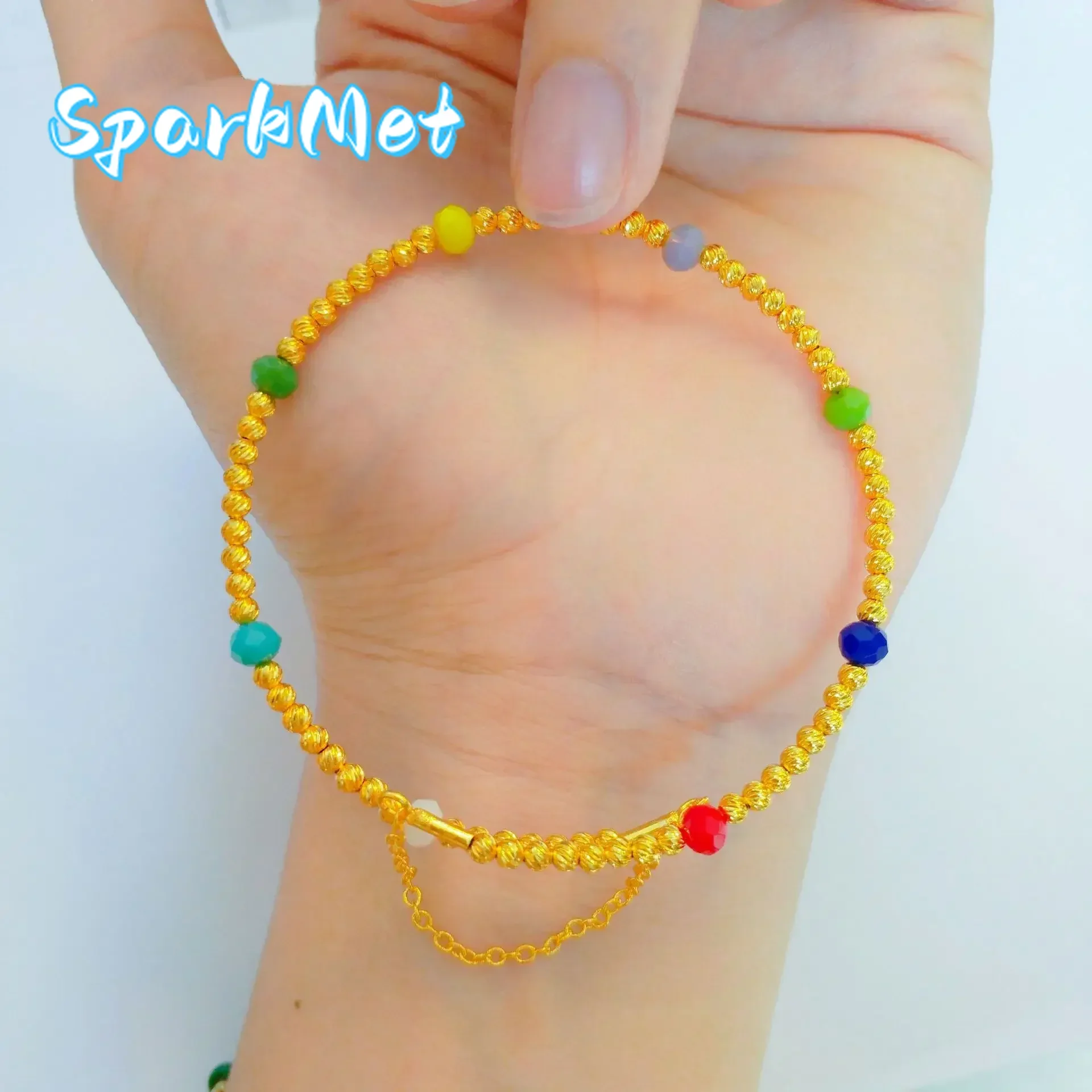 

Рождественский браслет с эффектом памяти из 24-каратного эмалированного бисера, круглый браслет из настоящего золота 9999 для женщин, дамский подарок на свадьбу, день рождения