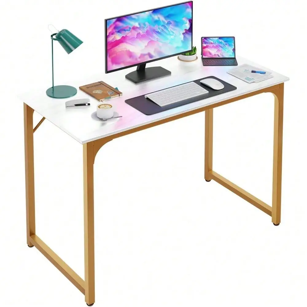 Home Office Gaming Desk Modern Simple Style Wood Metal PC Desk Spacious Surface For Work, Gaming PC