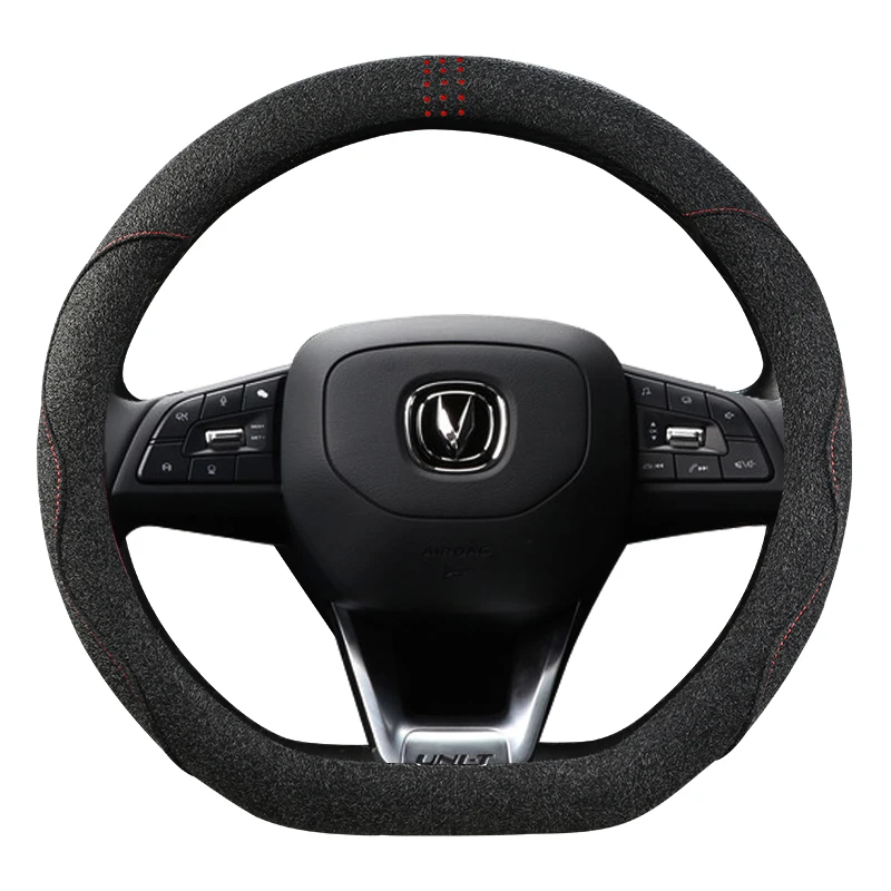 

For Changan UNIT UNI-T Steering Wheel Cover No Sewing Leather Suede Anti-skid Handle Cover