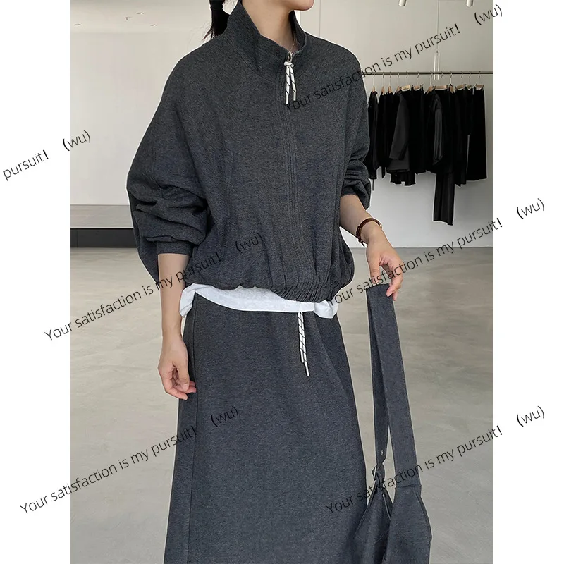 

ZOCI-Повседневная куртка на молнии с воротником-стойкой + юбка в сетку с ленивой завязкой, комплект из трех предметов 25165