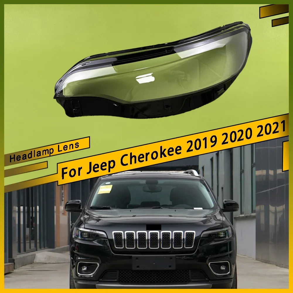 

For Jeep Cherokee 2019 2020 2021 Front Headlight Clear Lens Cover Clear Headlamp Shell Headlight Cover ransparent Lampshade