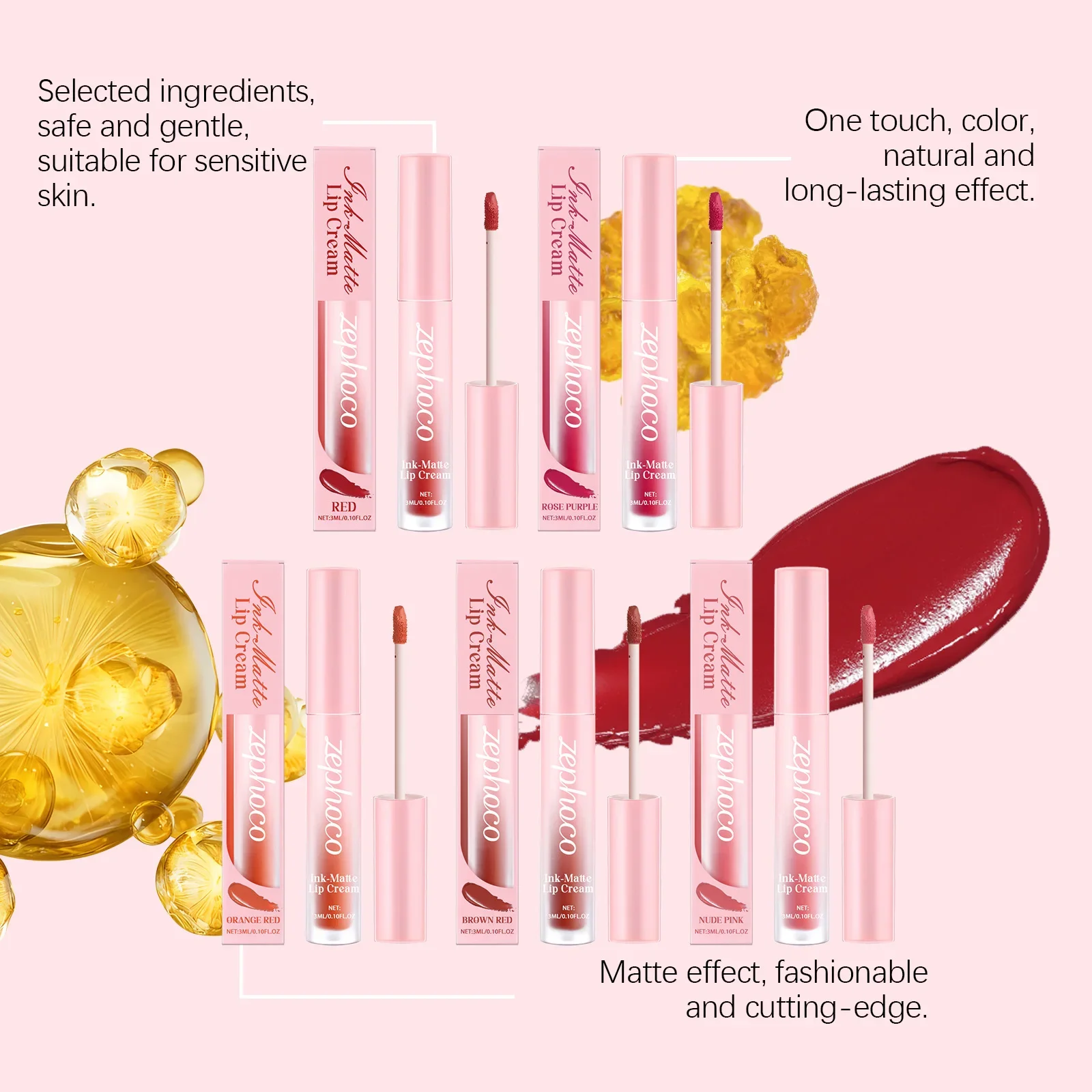 Matte Liquid Lipstick Velvet Finish Long Lasting Highly Pigmented Waterproof Non Sticky Moisturizing Lip Gloss Set Nude Makeup