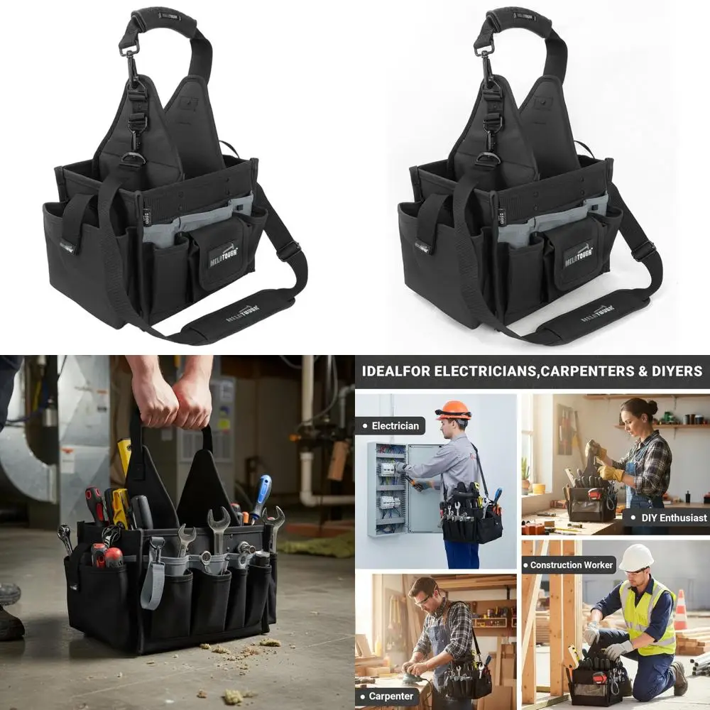 

24-Pocket Electrician Tool Bag with Waterproof Base and Dual Handles for Technicians and Gardeners
