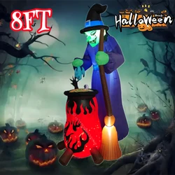 2.4M/8FT Halloween Witch Inflatable Decoration with LED Lights for Halloween Outdoor Garden Lawn interest Toy Decoration Props