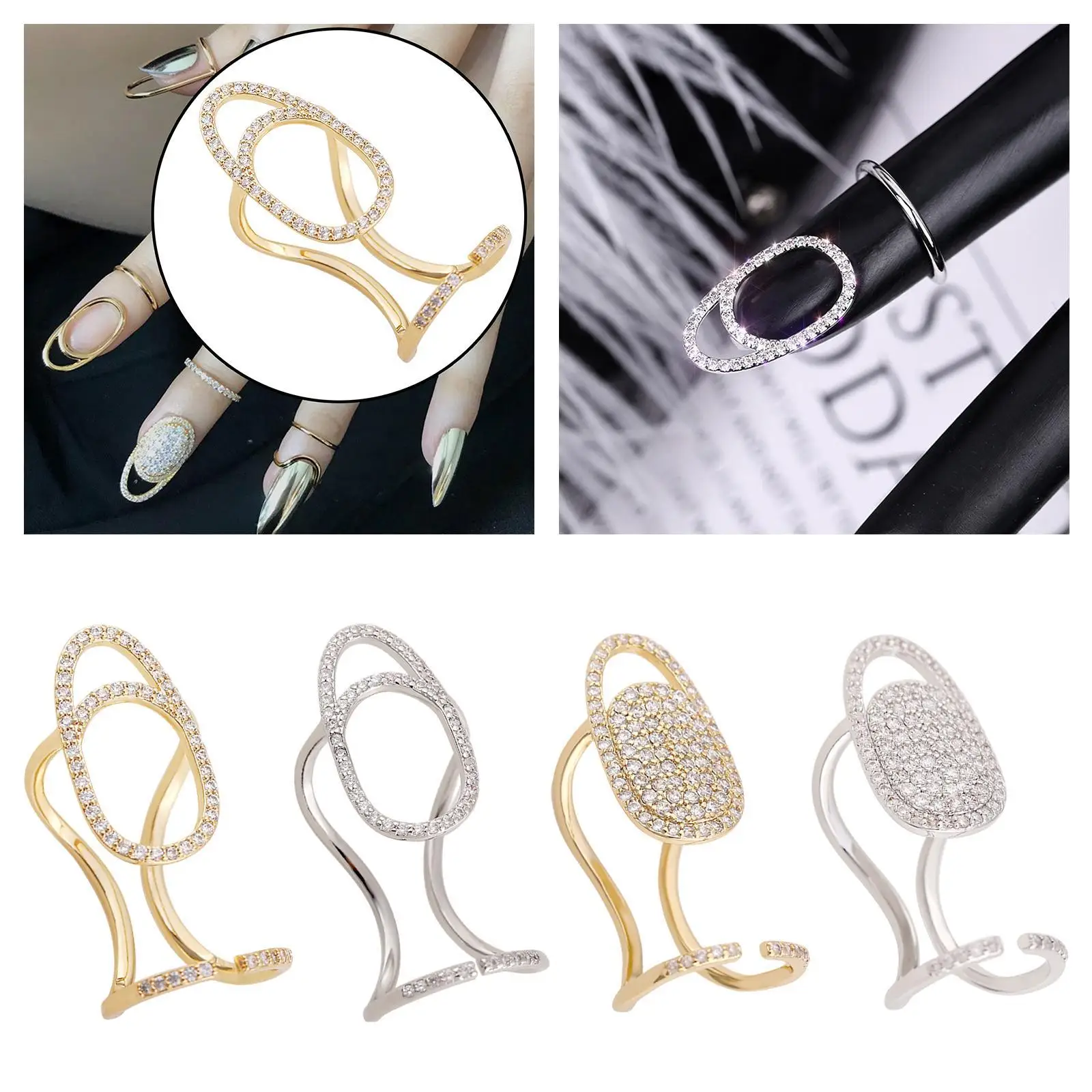 Anneau d'ongle de doigt réutilisable pour les femmes, bijoux de charme d'art d'ongle, ouvert, réglable, boîte de nuit, rendez-vous, fête de mariage