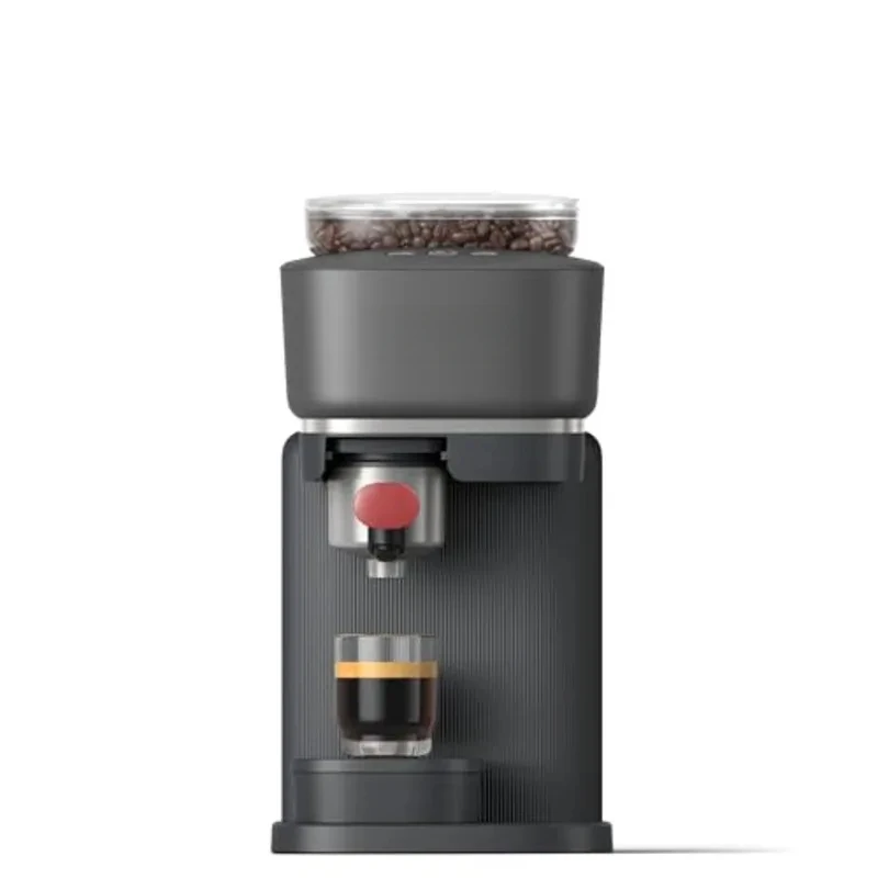 Baristina Espresso hine Grind Tamp Brew Coffee Beans in One Swipe Compact 16 Bar Pump Pressure Automatic Grinder Black with
