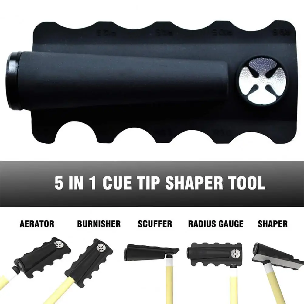 Beginner-friendly Pool Cue Repair Tool Compact Portable 5-in-1 Billiards Pool Cue Tip Repair Tool Easy-to-use for Shaping