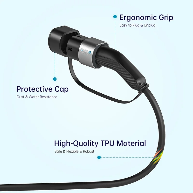 QIAO Type 2 Electric Vehicle Fast Charging Cable 7.4KW 5M EV Type 2 to Type 2 Charging for Type2 Car Electric Car Charging