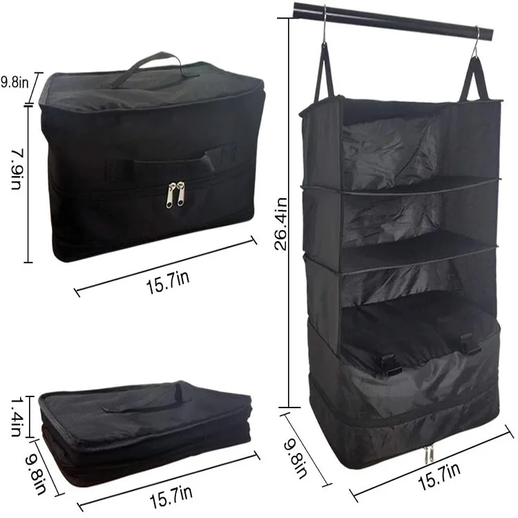 Cross-border outdoor travel business trip three-layer clothing storage hanging bag home cupboard foldable mesh storage bag