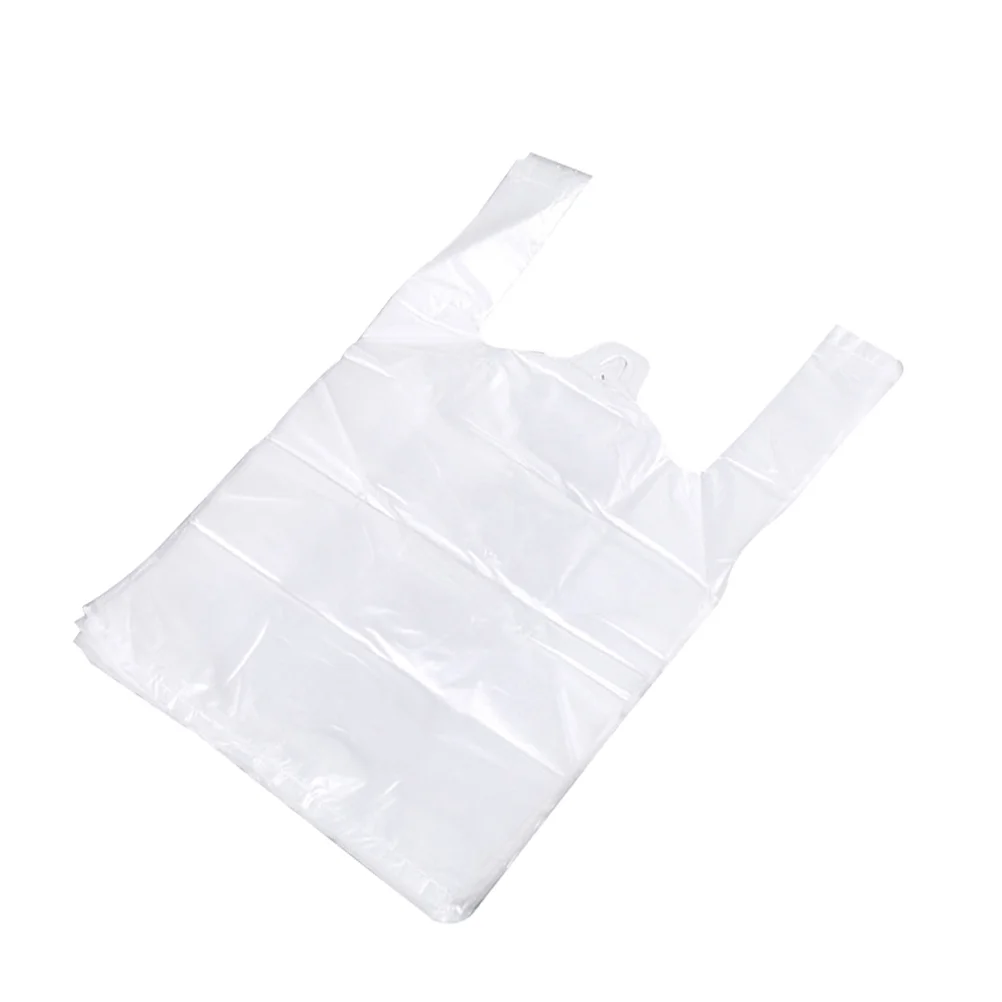 

100pcs White Food Grade Plastic Bag with Handle Food Packaging Bag for Supermarket Store Grocery (20*30)