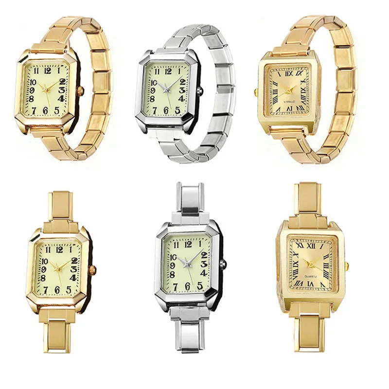 Minimal Retro Square Module Watch For Women Italian Style DIY Detachable Steel Link Strap Elegant Quartz Wristwatch