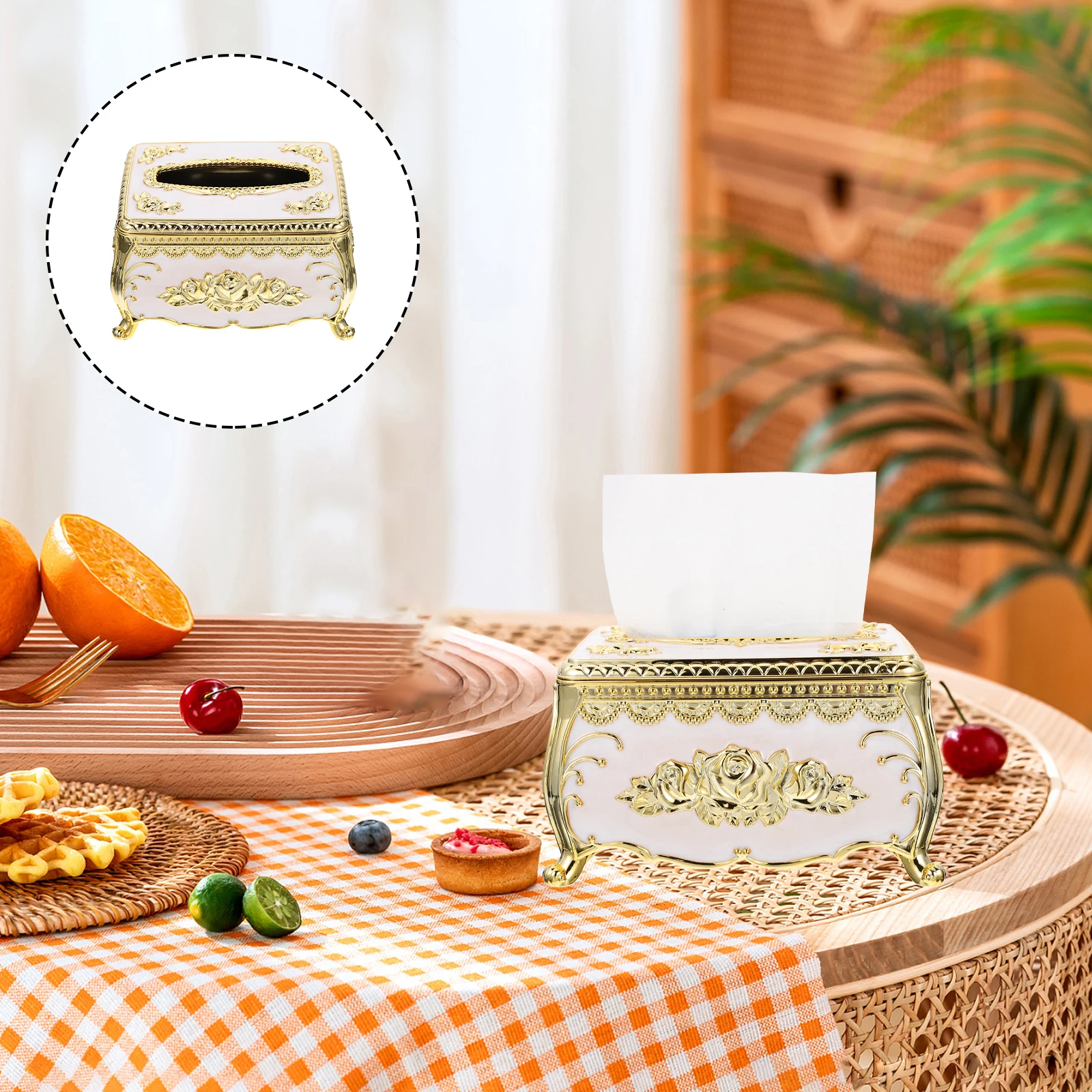 

Vintage Tissue Box Cover Zinc Alloy Luxury Napkin Holder For Living Room Desktop Paper Towel Dispenser Retro Tissue