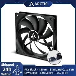 Arctic F12 Black 120 mm Standard Case Fan , Low Noise , Quiet motor, Fan Speed: 1350 RPM