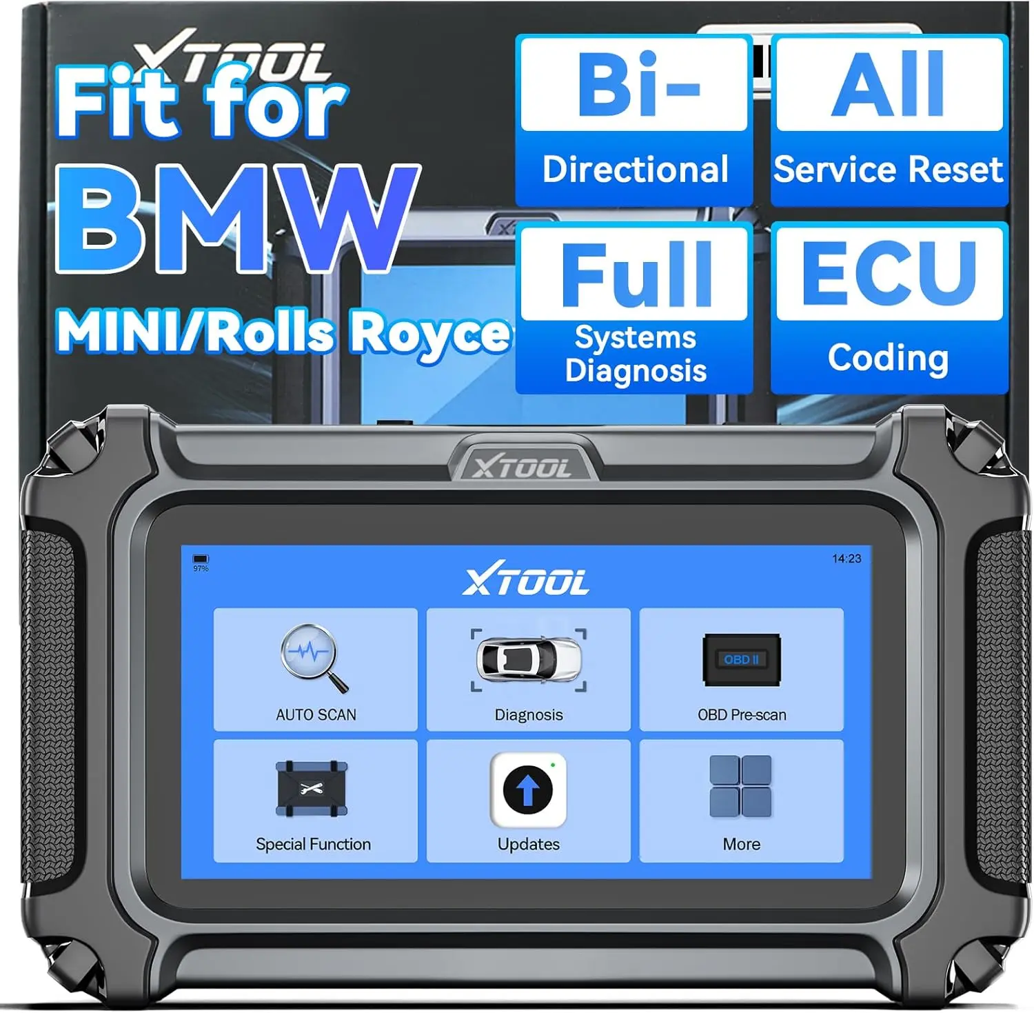 XTOOL IP500 voor BMW OBD2 Scanner Volledige Systeem Diagnose Tool Bidirectionele Scan Tool met ECU Codering Actieve Test 23+ Reset Services Batterij Registratie Tool voor BMW voor Mini voor Rolls