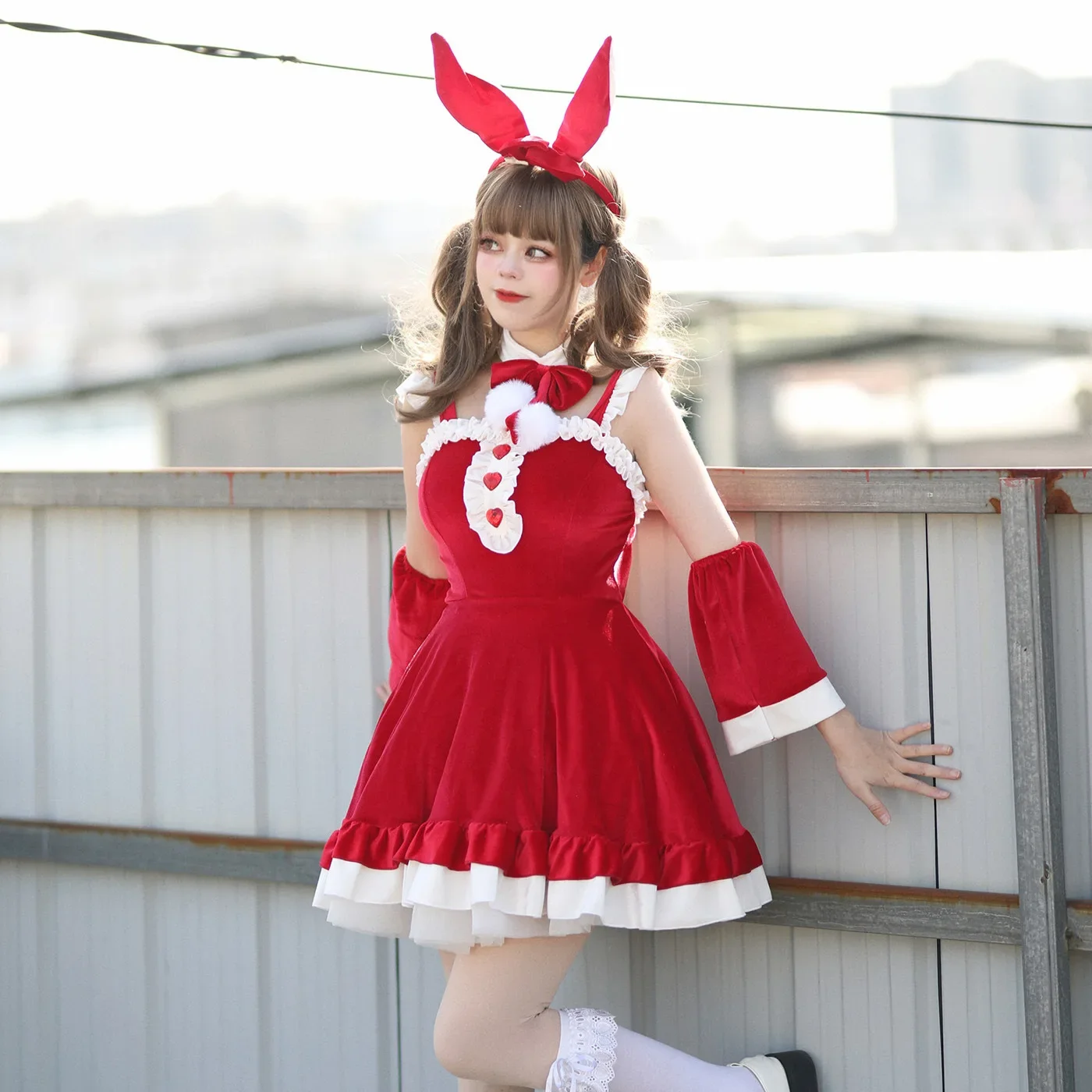 Lolita imbibée lapin Cosplay Costume pour femme, tenue mignonne, belle fête de Noël, nouvel an, rouge, rose, dame, sexy