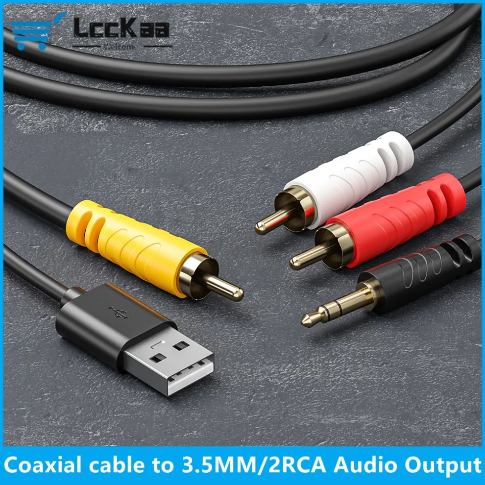 Audio Extension Cable Coaxial to 2RCA 3.5mm Male to Male Audio Aux Cable For Amplifier Headphones Speaker PS4 DVD TV Extender