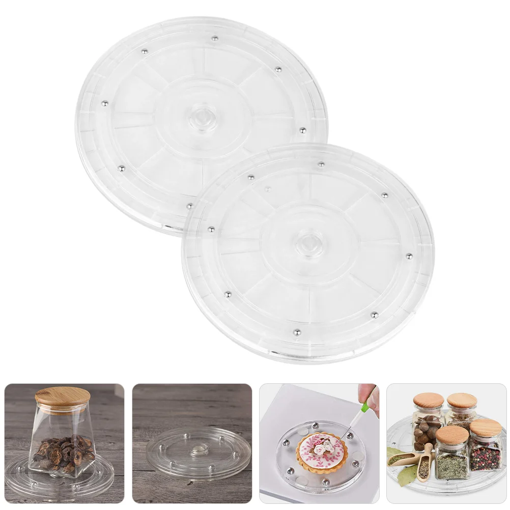 Rotary Turntable Spice Multi-functional Rotatable Plate Mini Cake Tray Rotating Makeup Desktop Clear Design