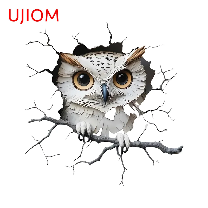UJIOM Owl Tear Wall Sticker Whaite Style Kawaii Animal Eye Catching Graphics Decal Adhesive Wallpaper Veneer Home Decor