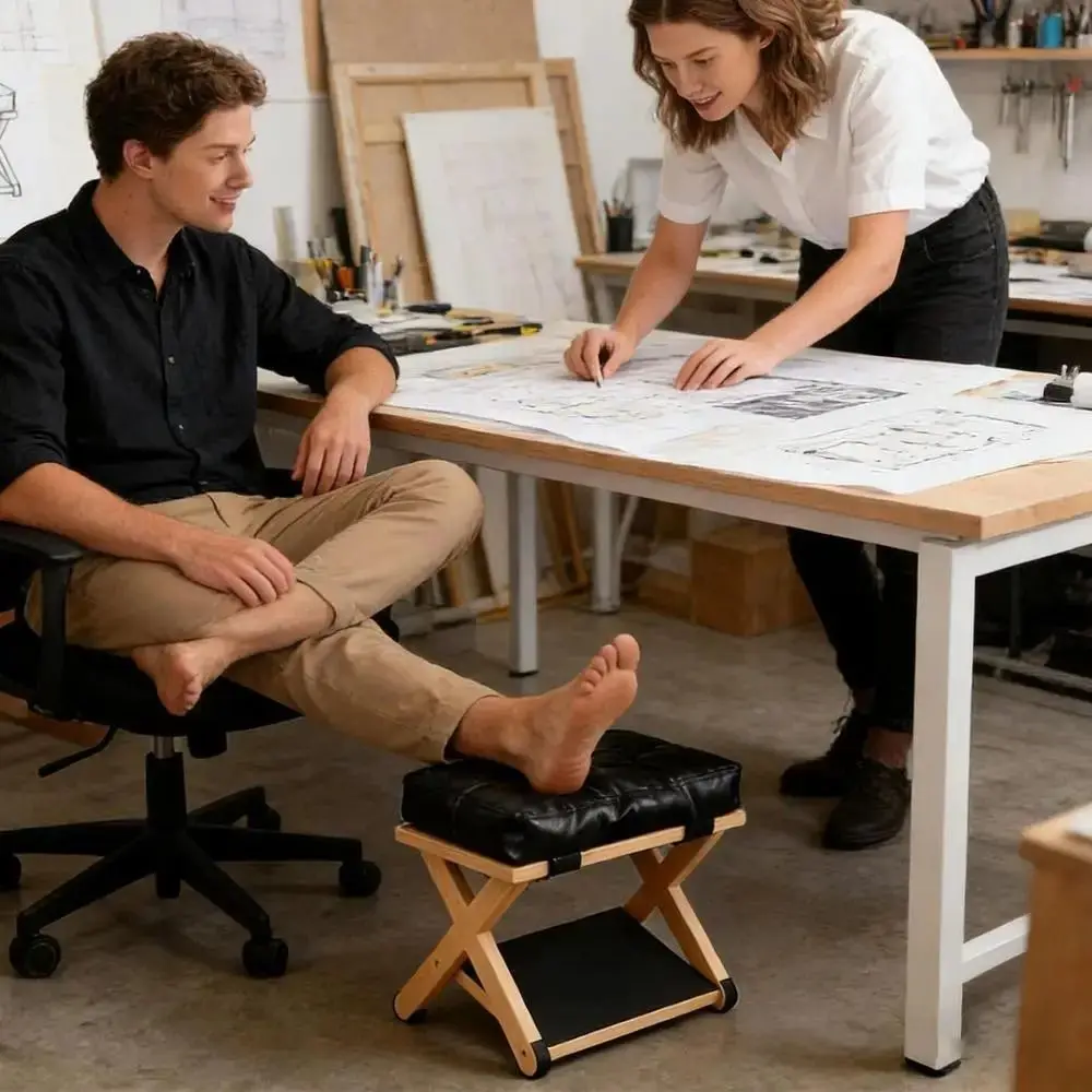 

Подставка для ног под стол из натурального массива дерева, нескользящая основа, легкий дизайн, офисная подставка для ног, гладкая поверхность, прочная конструкция